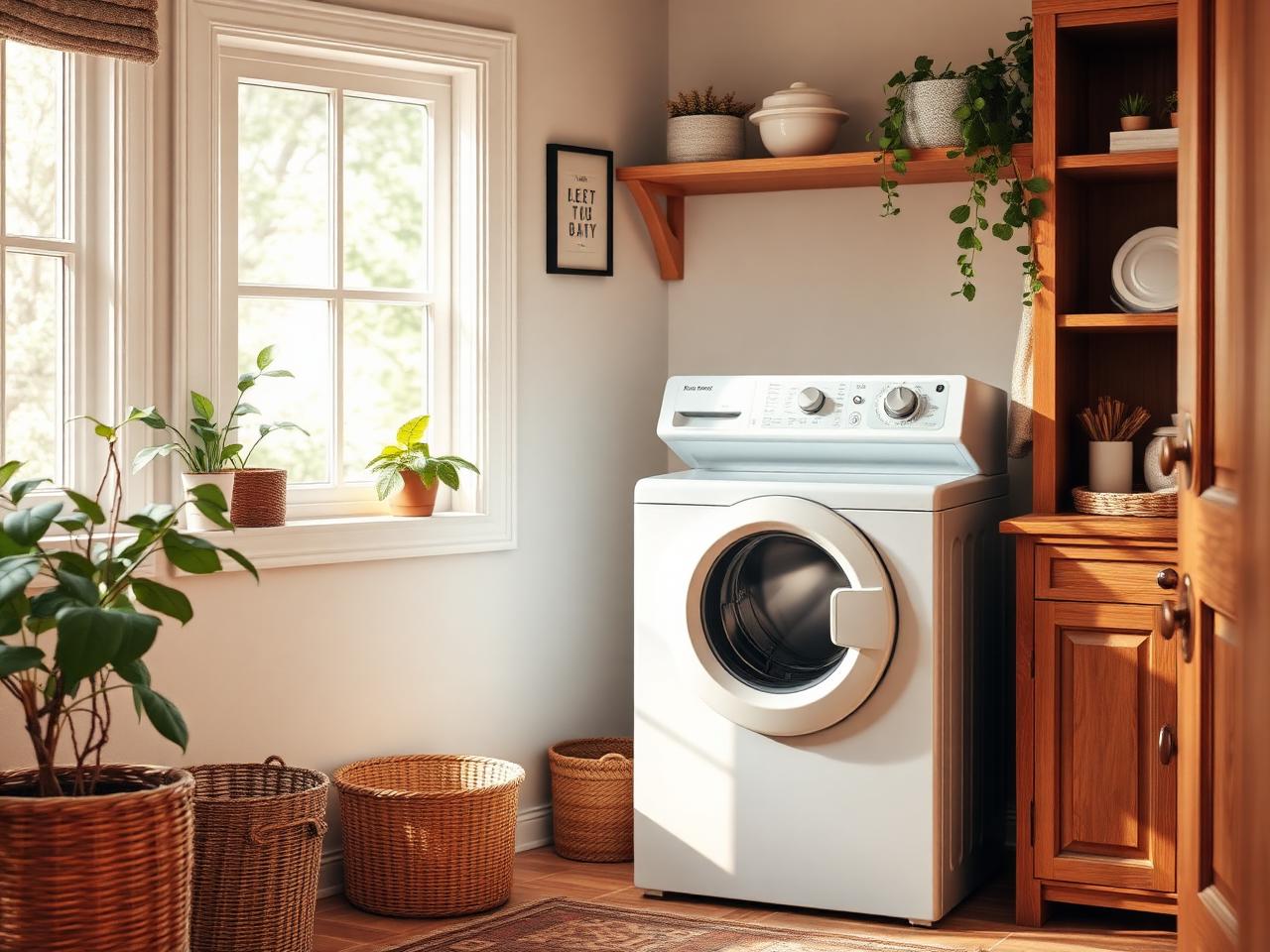 Washing machine in a bright home